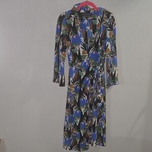 Clover and Sloane Blue/ White Wrap Dress